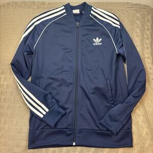 Adidas Boys Youth Track Jacket Navy Blue 13/14